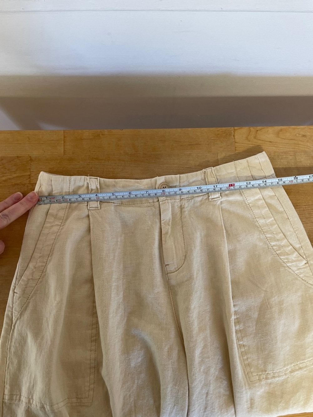 Anthropologie Pilcro Cargo Culottes Linen Blend Cream shorts women’s size 0 - Picture 12 of 15